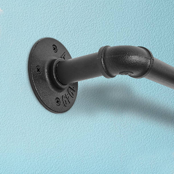 17 Stories Sander Matte Black Adjustable 0.75" Single Curtain Rod